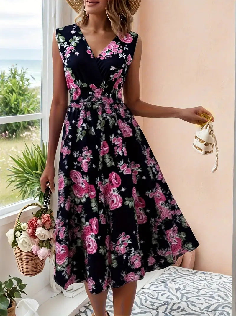 Damen Verspieltes A-Linien Kleid mit floralen Details Drune