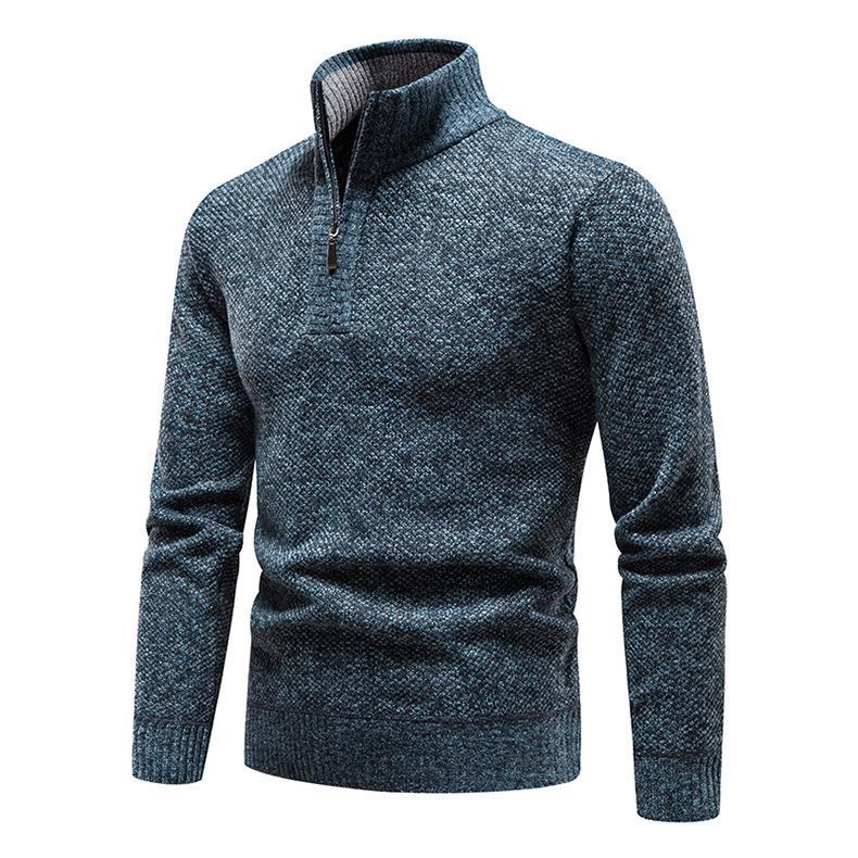 Herren Pullover mit halbem Reißverschluss und strukturiertem Design Drune