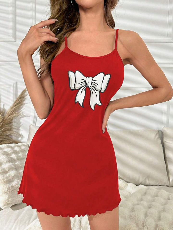 Damen Nachtwäsche Kleid mit auffälligem Kartenspiel-Motiv und verführerischem Saum Drune