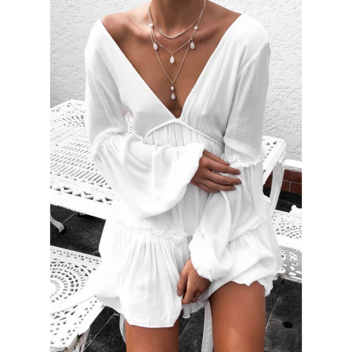 Damen Boho-Chic Strandkleid mit lockeren Ärmeln Drune