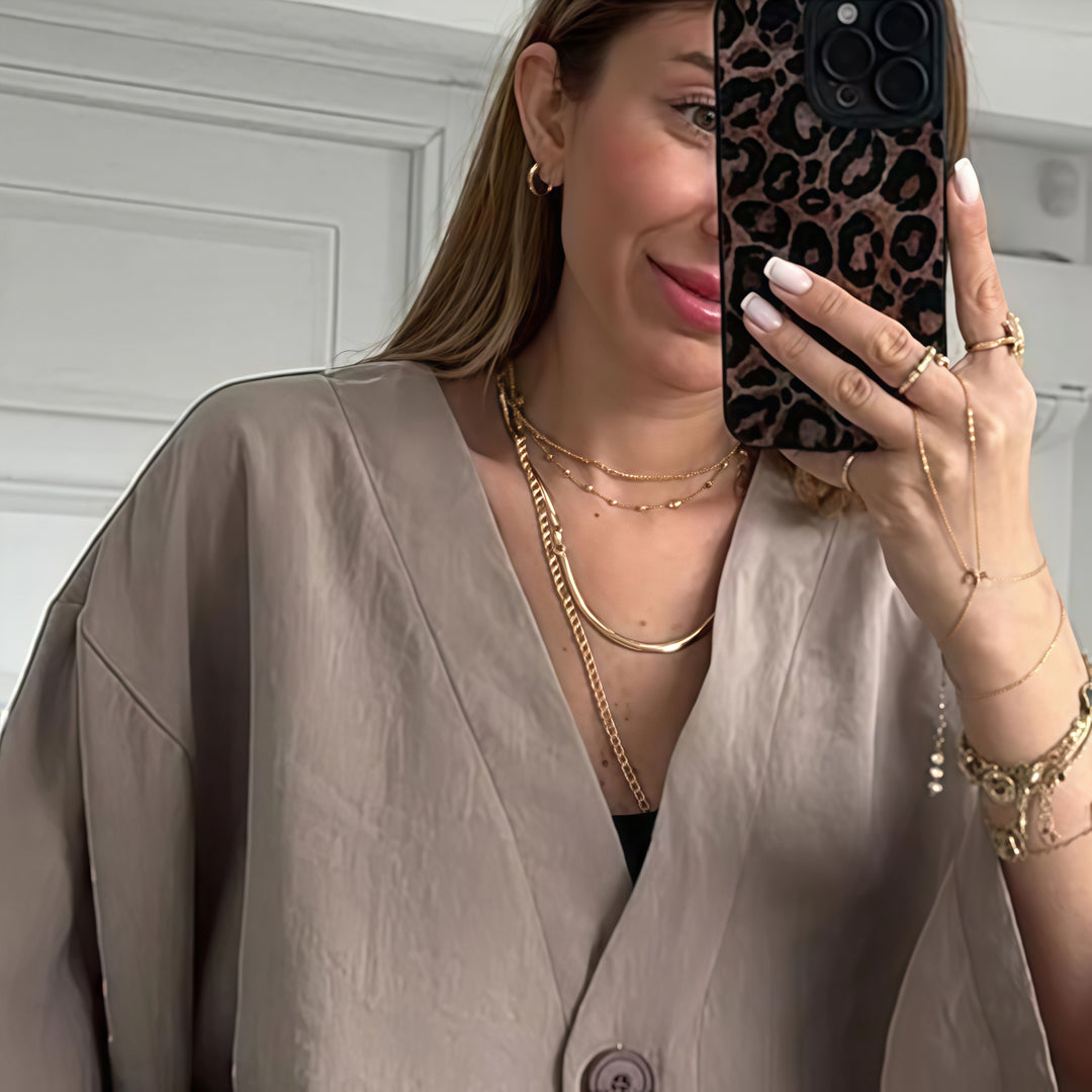 Damen Elegante Kimono-Jacke mit weiten Ärmeln und lockerer Passform Drune