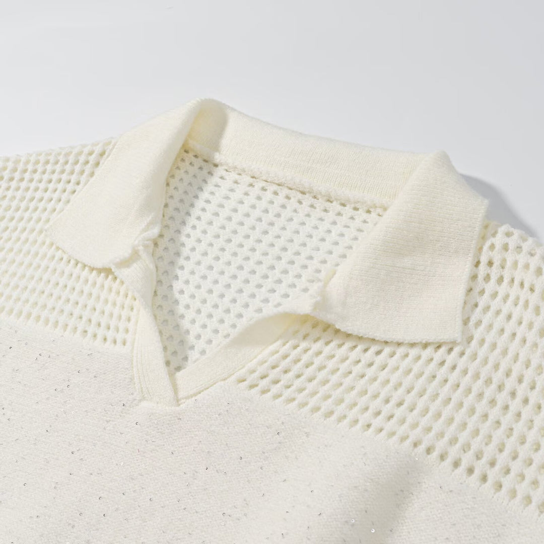 Damen Strickdress mit modernem V-Ausschnitt und elastischem Bund Drune