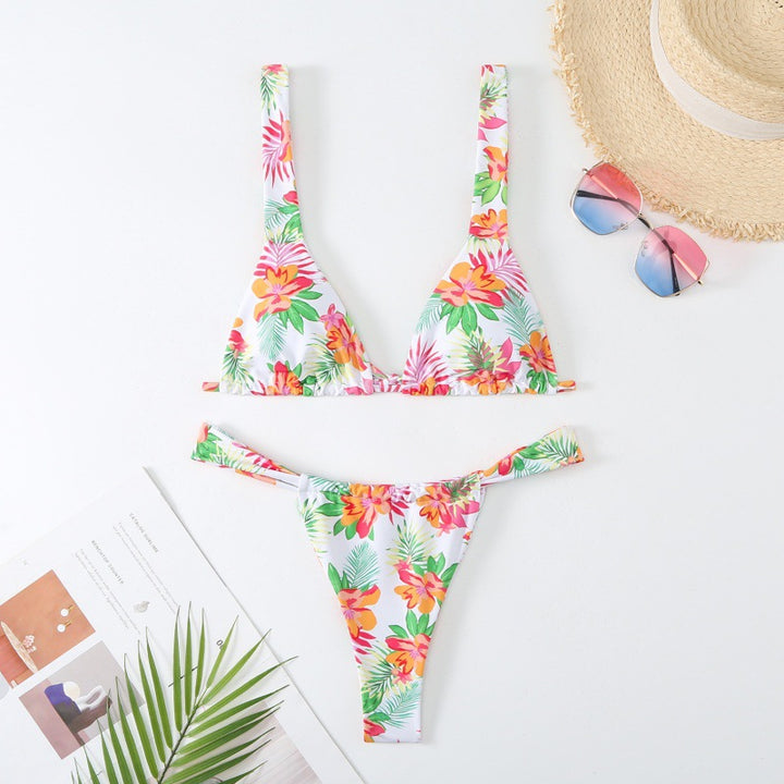 Damen wunderschöner Bikini mit floralen Mustern Drune