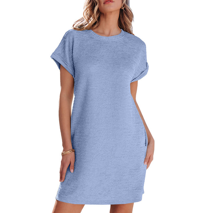 Damen lässiges Freizeitkleid mit strukturiertem Obermaterial und praktischen Taschen Drune