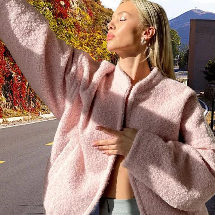 Damen Gemütlicher Teddy-Mantel mit oversized Schnitt Drune