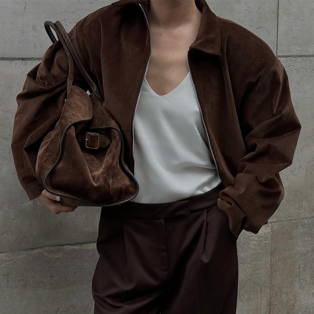 Damen modische Cordjacke mit komfortablem Schnitt und vielseitiger Einsatzmöglichkeit Drune