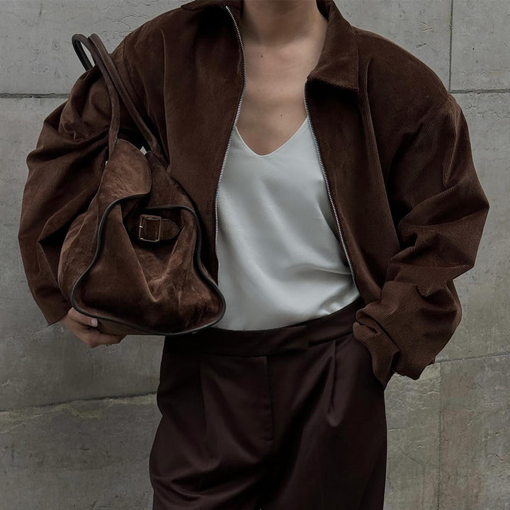 Damen modische Cordjacke mit komfortablem Schnitt und vielseitiger Einsatzmöglichkeit Drune