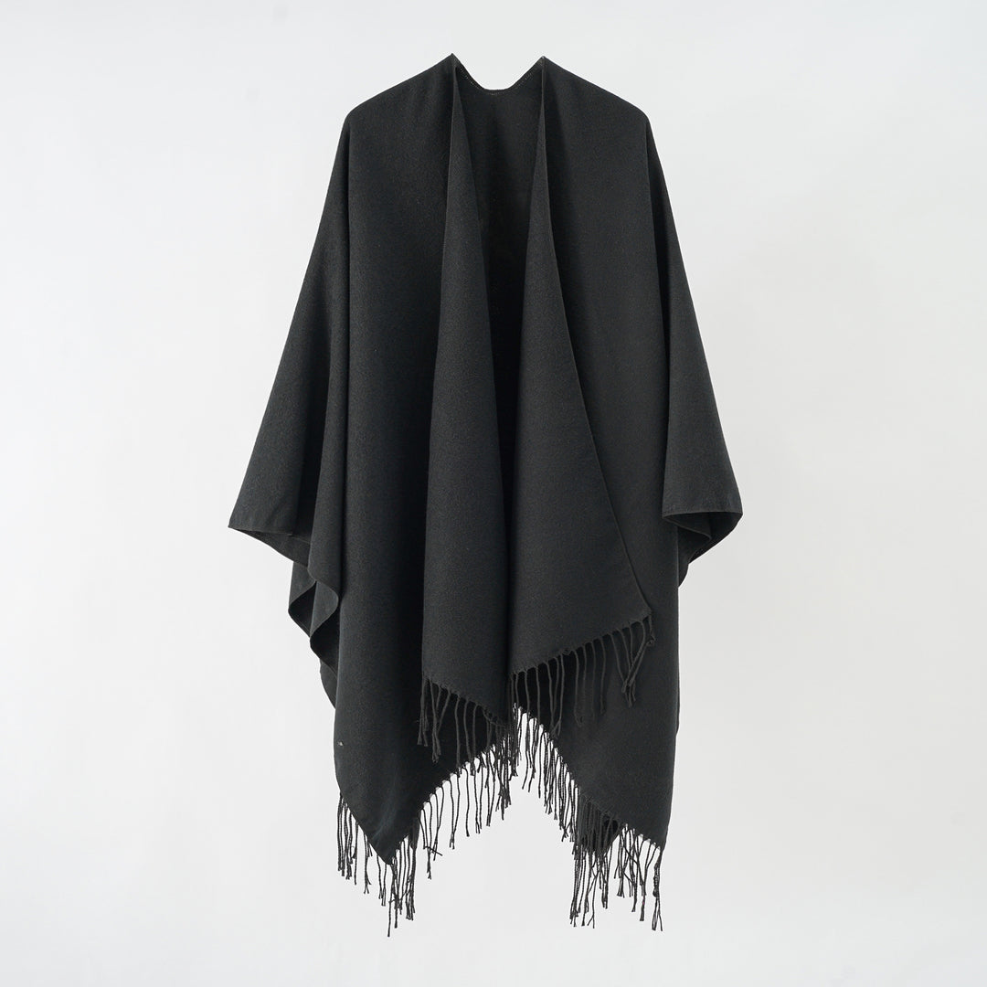 Damen modischer Fransen-Poncho aus weichem Material mit luxuriösem Fall Drune
