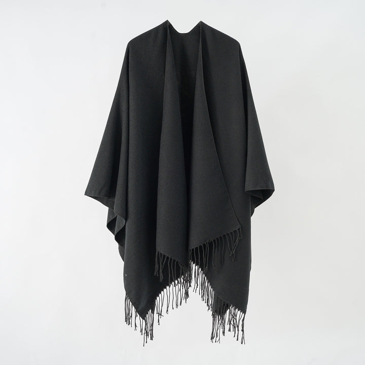 Damen modischer Fransen-Poncho aus weichem Material mit luxuriösem Fall Drune