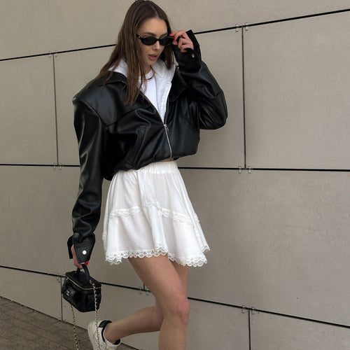 Damen modische cropped Lederjacke Drune