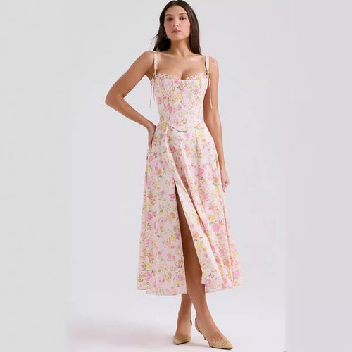 Damen Hochwertiges Maxikleid mit verspieltem Blumenmuster Drune