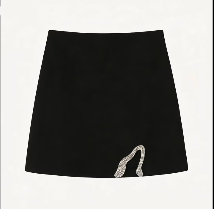 Damen Crop-Top und Mini-Rock Set mit dekorativem Detail Drune