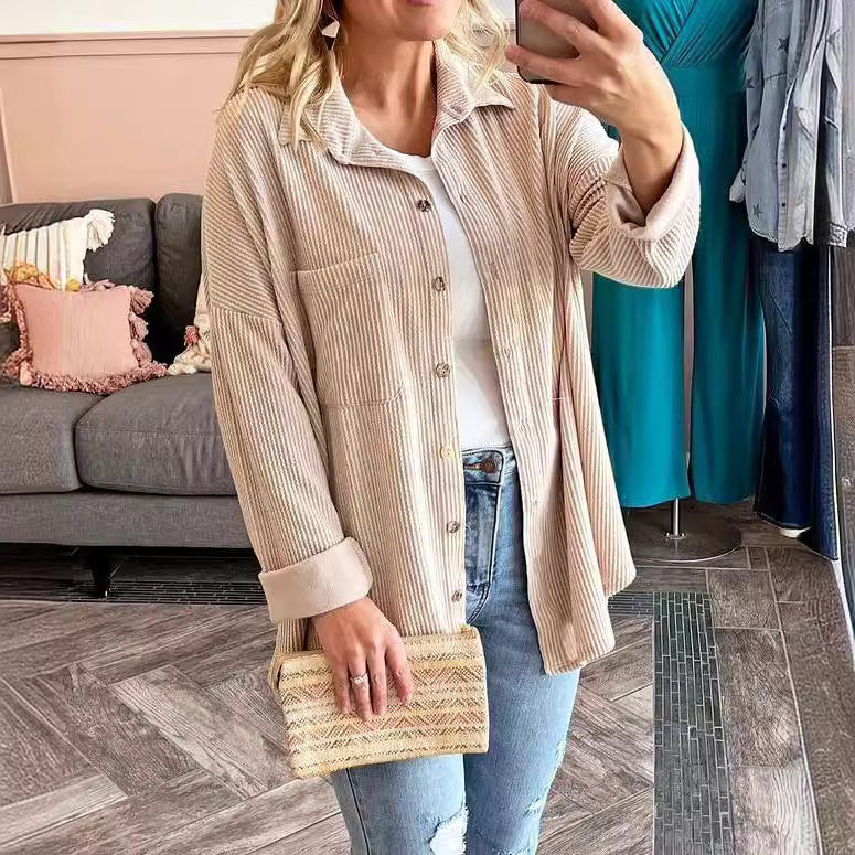 Damen lässige Strickjacke mit Knopfleiste Drune