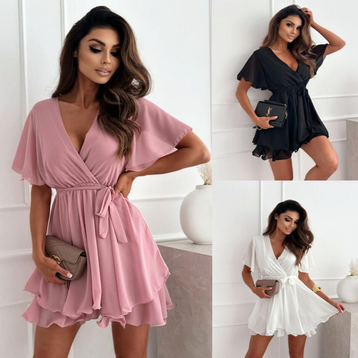 Drune | Kurzes Rüschensaum Damen-Minikleid