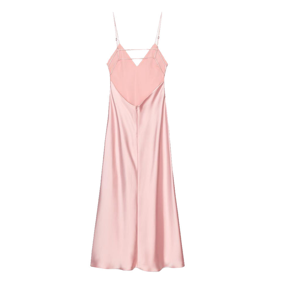 Femme Satin Slip Maxi Kleid mit verstellbaren Trägern Drune