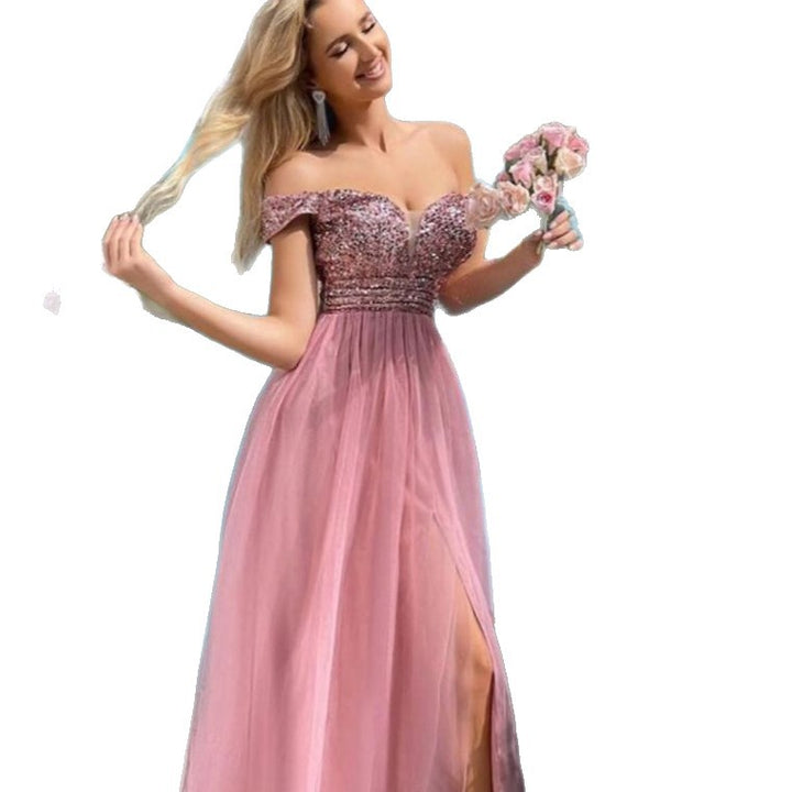Damen Glamouröses Abendkleid mit schimmerndem Oberteil und Tüllrock Drune