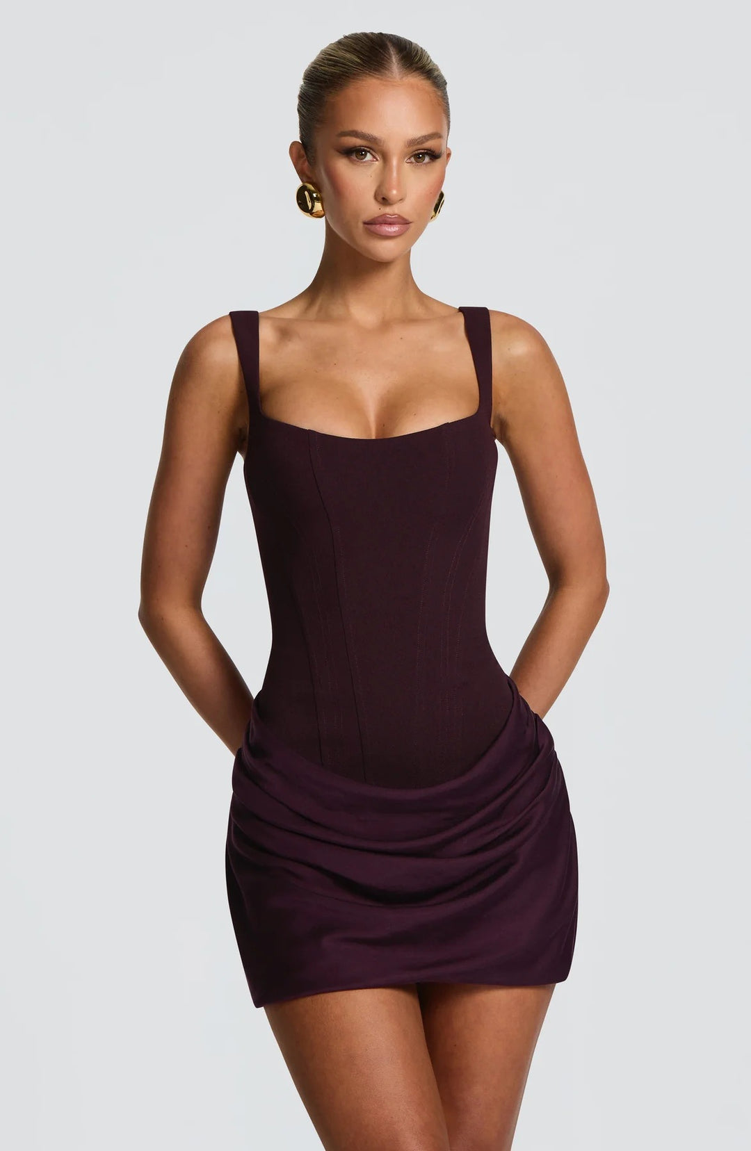 Damen Minikleid mit eleganter Drapierung und strukturierter Silhouette Drune