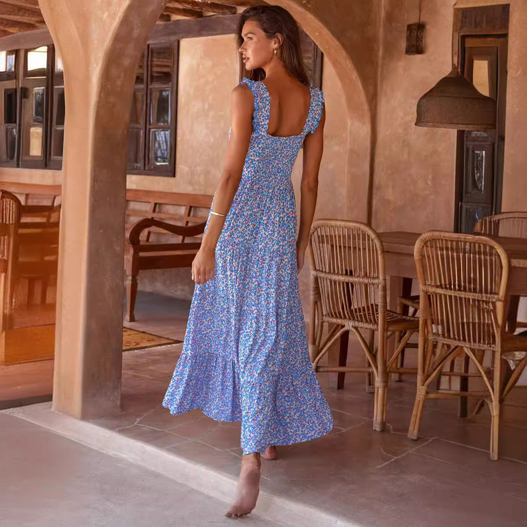 Damen Maxikleid mit voluminösem Rock und zarten Rüschendetails Drune