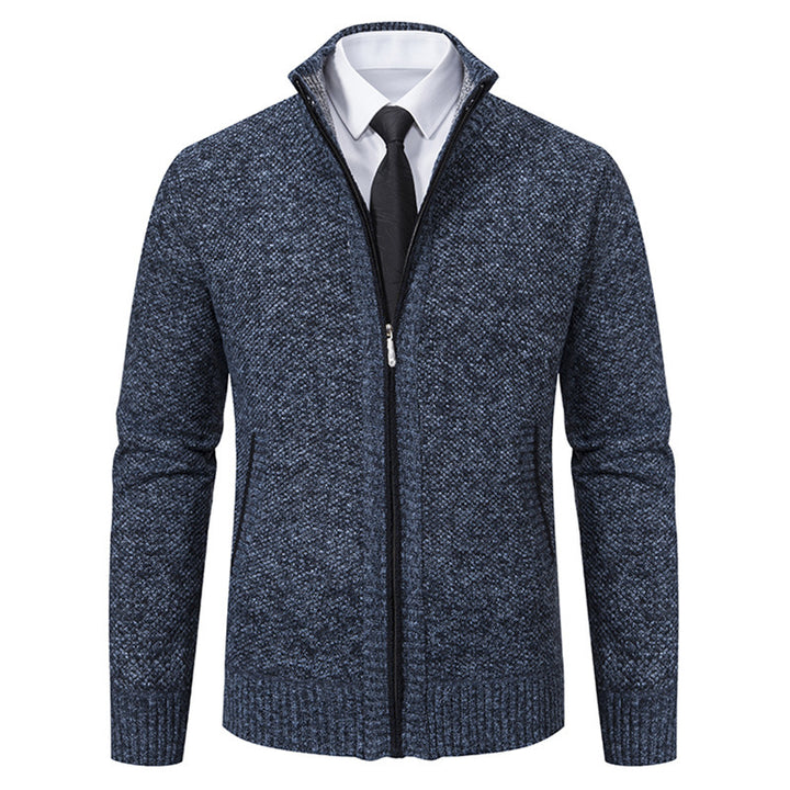 Herren elegante Strickjacke mit durchgehendem Reißverschluss und strukturiertem Design Drune