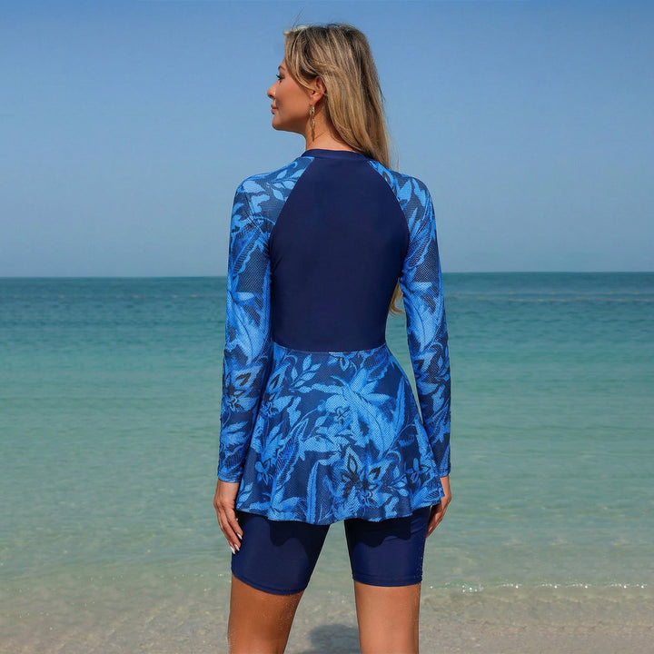 Damen Sportlicher Langarm-Schwimmanzug mit Rock Drune