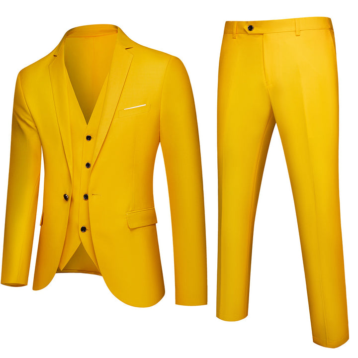 Herren nan dreiteiliges Business-Anzugset mit tailliertem Einreiher-Sakko, schmal geschnittener Weste und elegant geschnittener Anzughose Drune