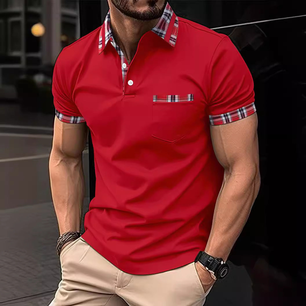 Herren Poloshirt mit modernem Karo-Design und Brusttasche Drune