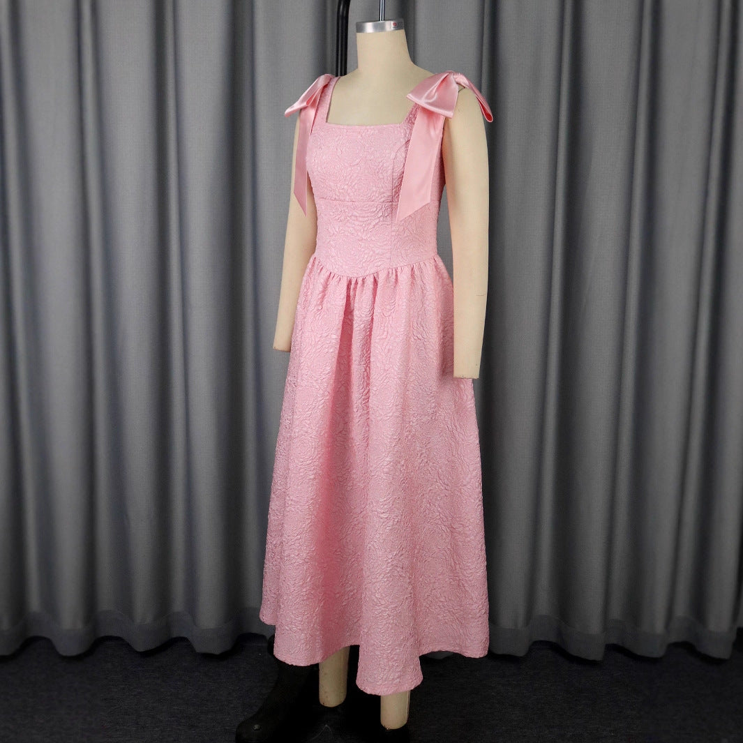 Damen Elegantes Abendkleid mit breiten Satinschleifen Drune