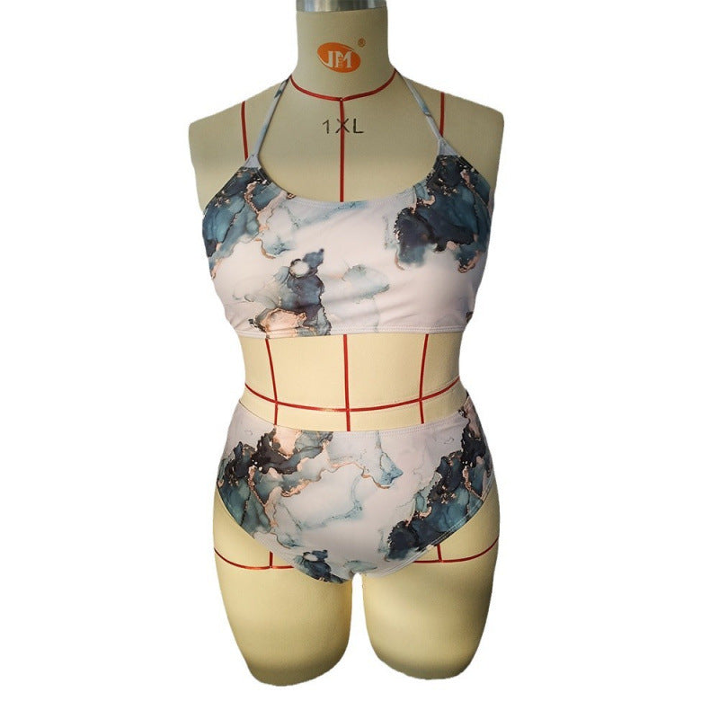 Damen Triangel-Bikini mit floralem Design und elastischem Bund Drune