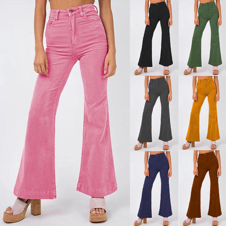Damen weite High-Waist Flared Jeans Drune