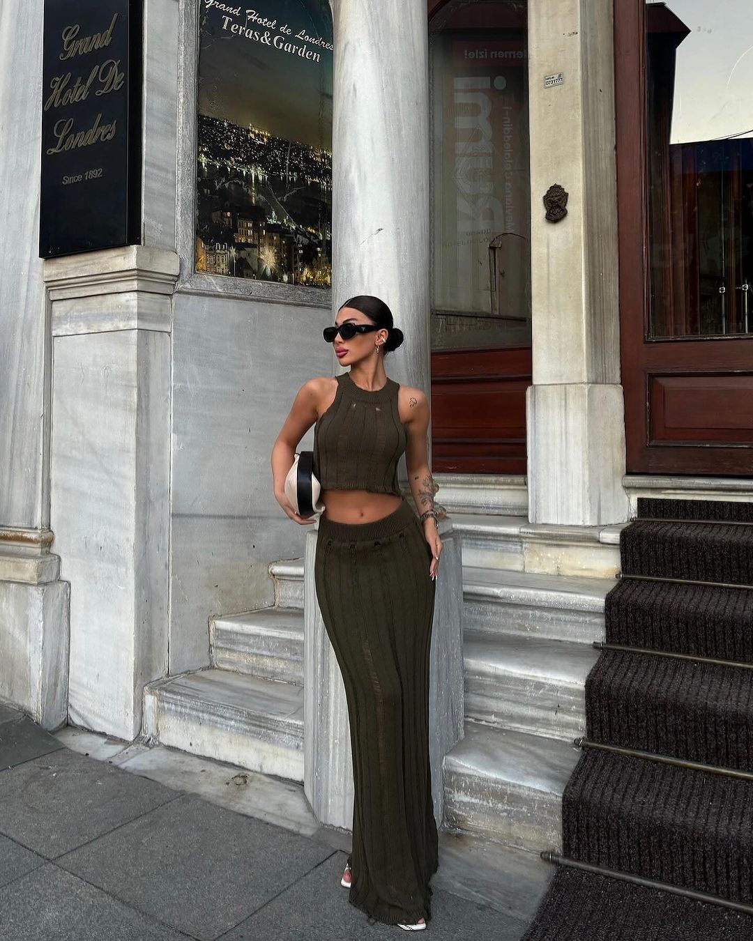 Damen Zweiteiliges Outfit mit elegantem Strickmuster Drune