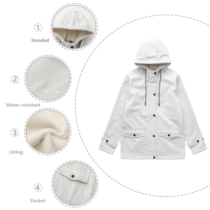Damen wasserabweisende Outdoorjacke mit verstellbarem Kapuzenkragen Drune