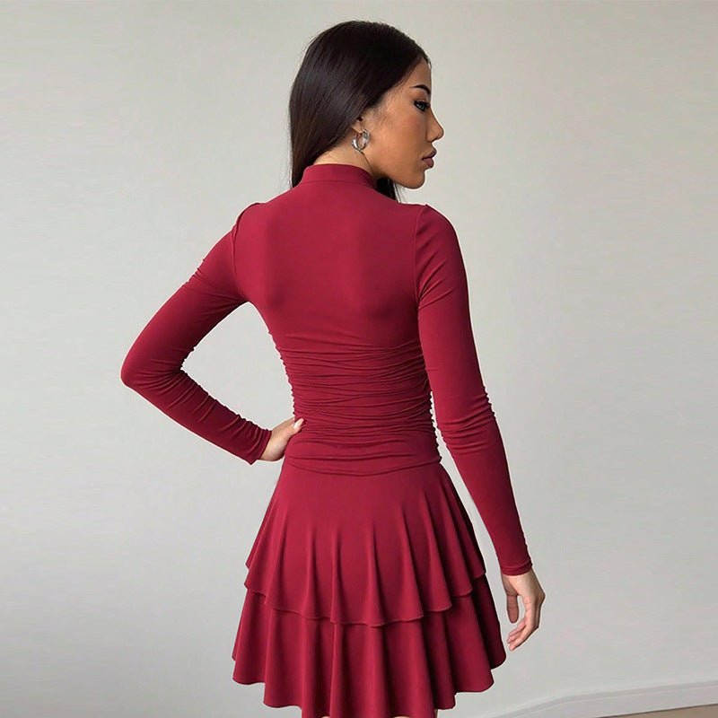 Damen Volantkleid mit raffiniertem Taillierungsdesign Drune