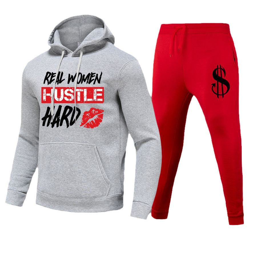 Damen Hoodie- und Jogginghose-Set mit motivierendem Schriftzug Drune