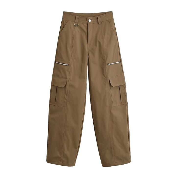 Damen Cargo-Hose mit praktischen Seitentaschen und Reißverschlussdetails Drune