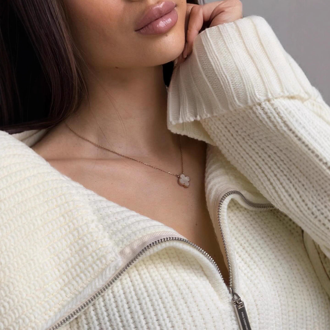 Damen Modischer Strick-Pullover mit hohem Kragen Drune