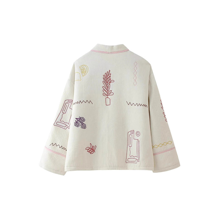 Damen lässige Kimono-Jacke mit einzigartigen Stickereien Drune