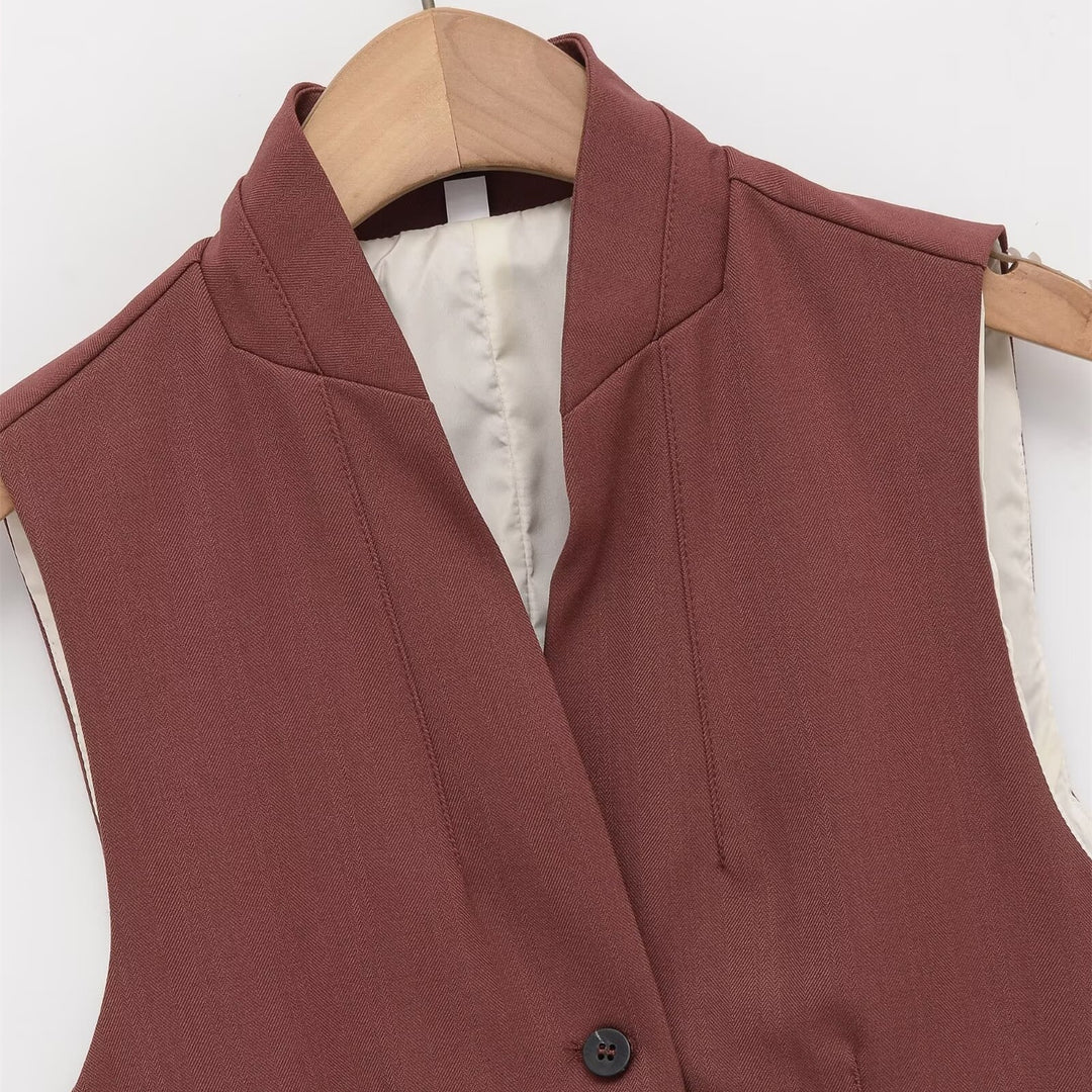 Damen ärmellose Blazerjacke mit eleganter Silhouette und feinen Details Drune