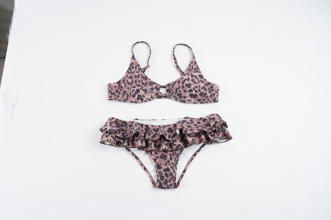 Damen Bikini-Set mit Rüschendetails und Leopardenmuster Drune