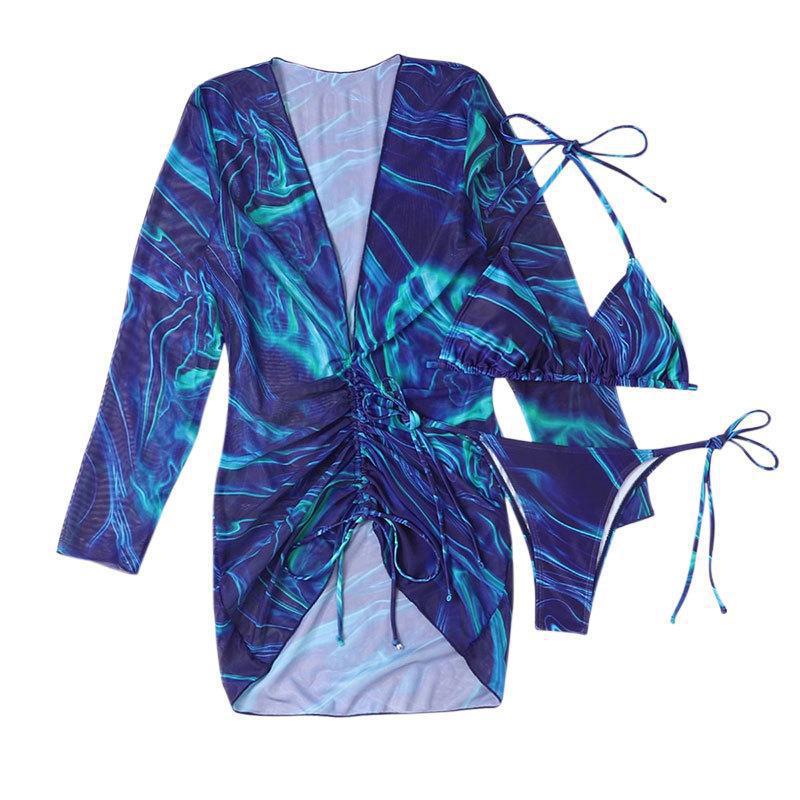 Damen Strandkleid mit Wickeldesign und Triangel-Bikini Drune
