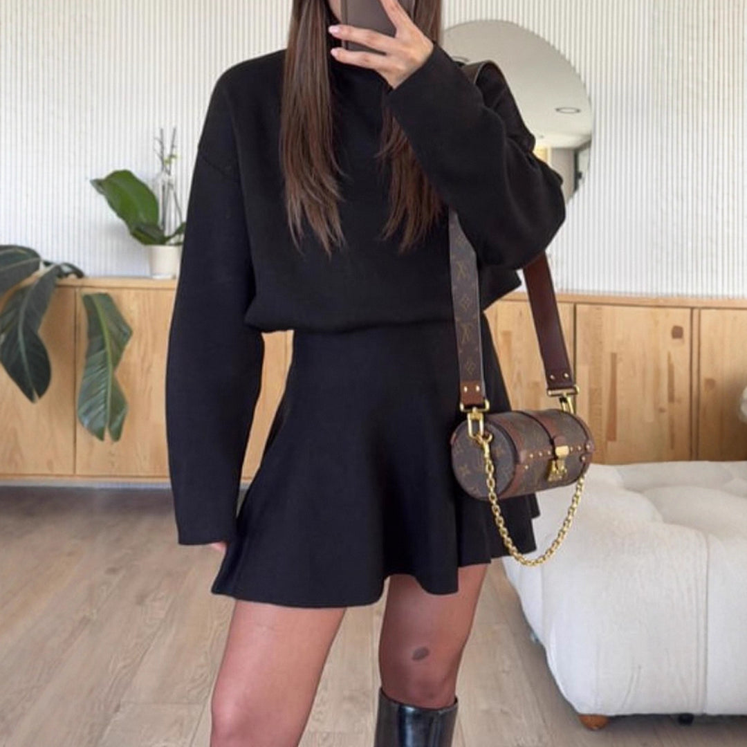 Damen modischer Strickkleid mit Hoodie Drune