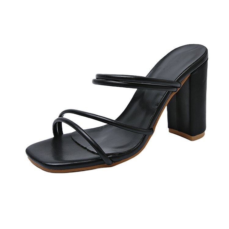 Damen offene High-Heel-Pantoletten mit modischem Riemchen-Design Drune