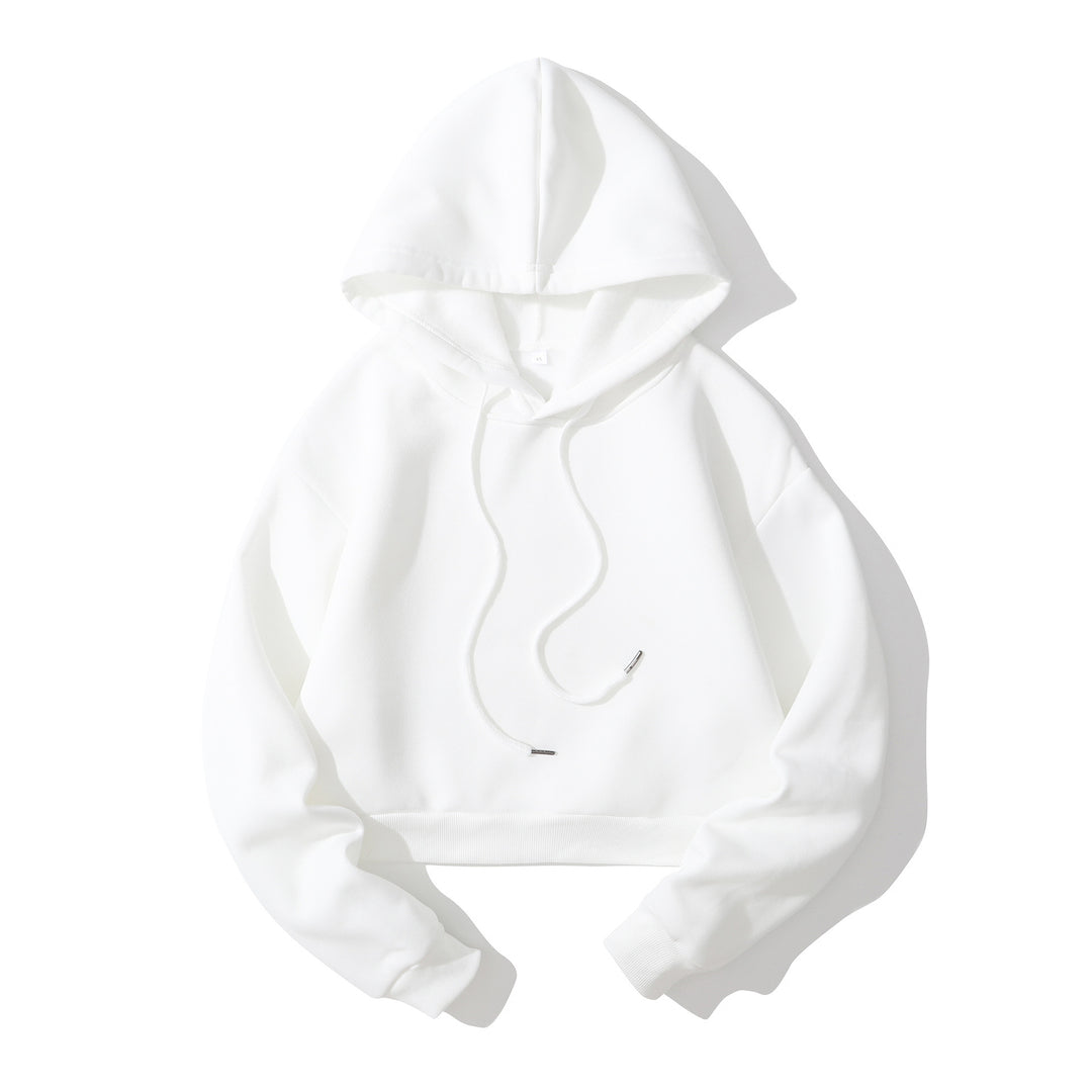 Damen nan cropped Kapuzenpullover mit weichem Fleece‑Innenfutter und elastischem Rippbund Drune