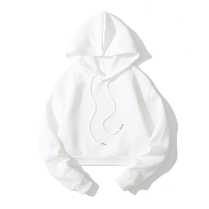 Damen nan cropped Kapuzenpullover mit weichem Fleece‑Innenfutter und elastischem Rippbund Drune
