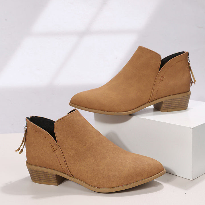 Damen Ankle Boots mit elegantem Reißverschluss und komfortablem Blockabsatz Drune