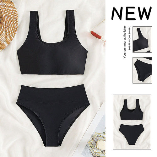 Damen Sport-Bikini mit hochtailliertem Slip und breiten Trägern Drune