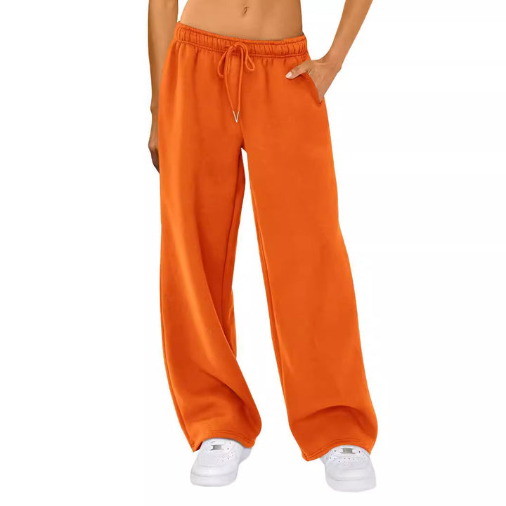 Damen nan relaxed-fit Wide‑Leg Sweatpants mit hohem Komfortbund Kordelzug und nahtverdeckten Eingrifftaschen Drune