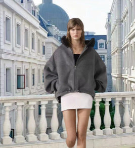 Damen Oversized Sweatjacke mit voluminösen Ärmeln und bequemen Taschen Drune