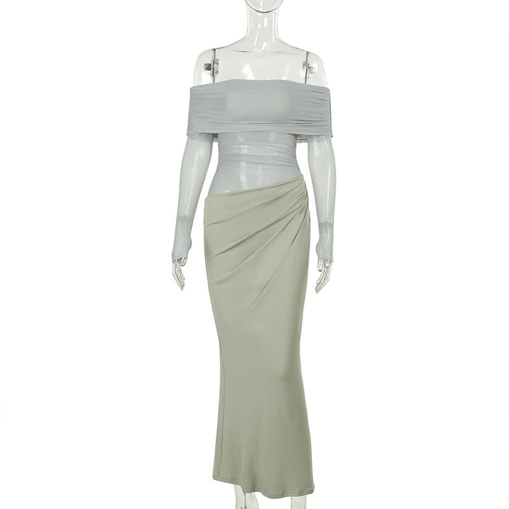 Damen Off-Shoulder Wickelkleid mit Rüschendetails Drune