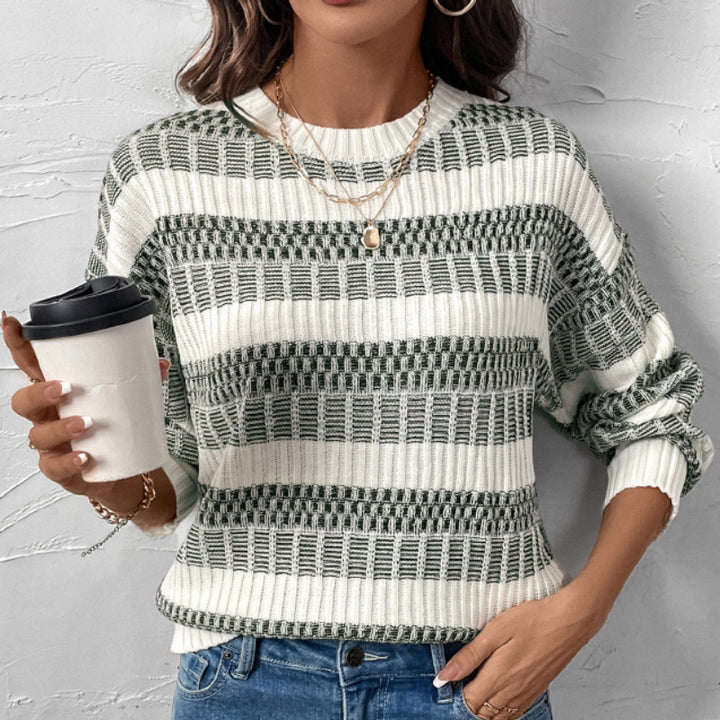 Damen gepolsterter Strickpullover mit Blockstreifen Drune