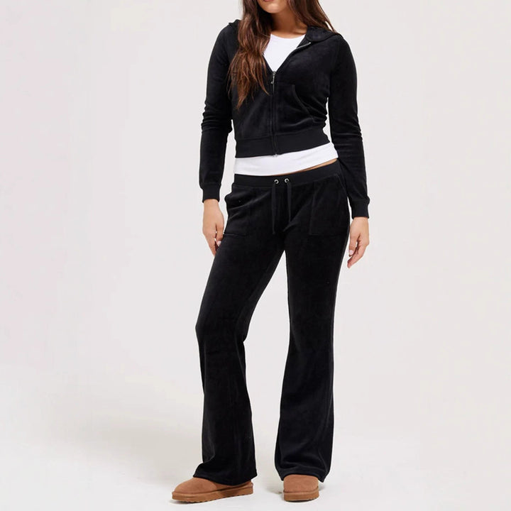 Damen Cropped Fleecejacke mit Kapuze Drune